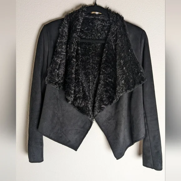 Black suede shearling cropped jacket, vintage style, Pico 1988 size S - Picture 16 of 16